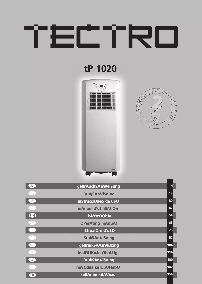 Page 1 de la notice Manuel utilisateur Tectro TP 1020