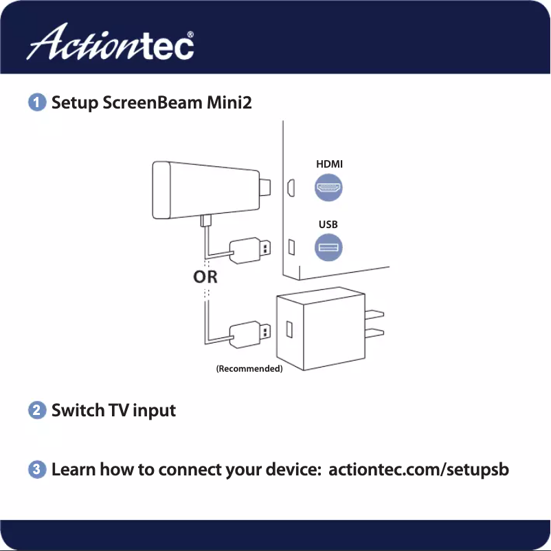 Page 1 de la notice Manuel utilisateur Actiontec ScreenBeam Mini2