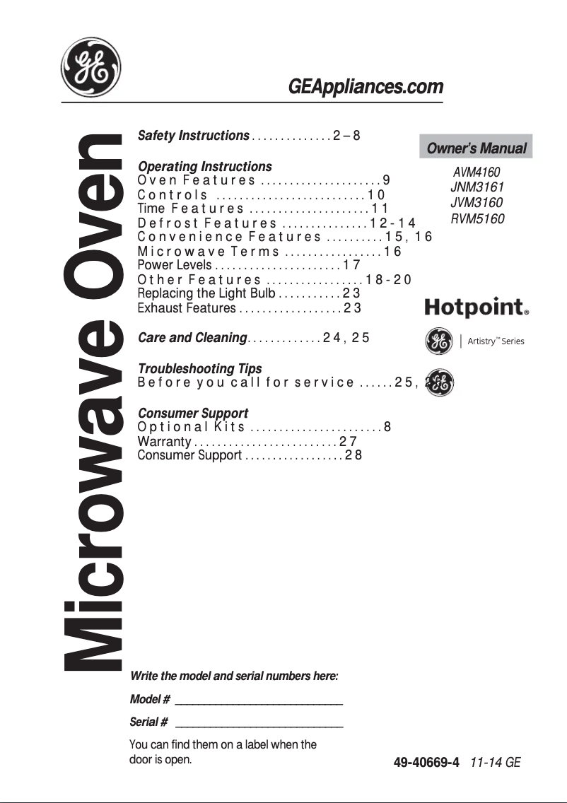 Página 1 del manual Manual de usuario Hotpoint RVM5160DHBB