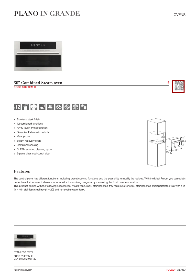 Page n°1 - Fiche technique Fulgor Milano FCSO 310 TEM X
