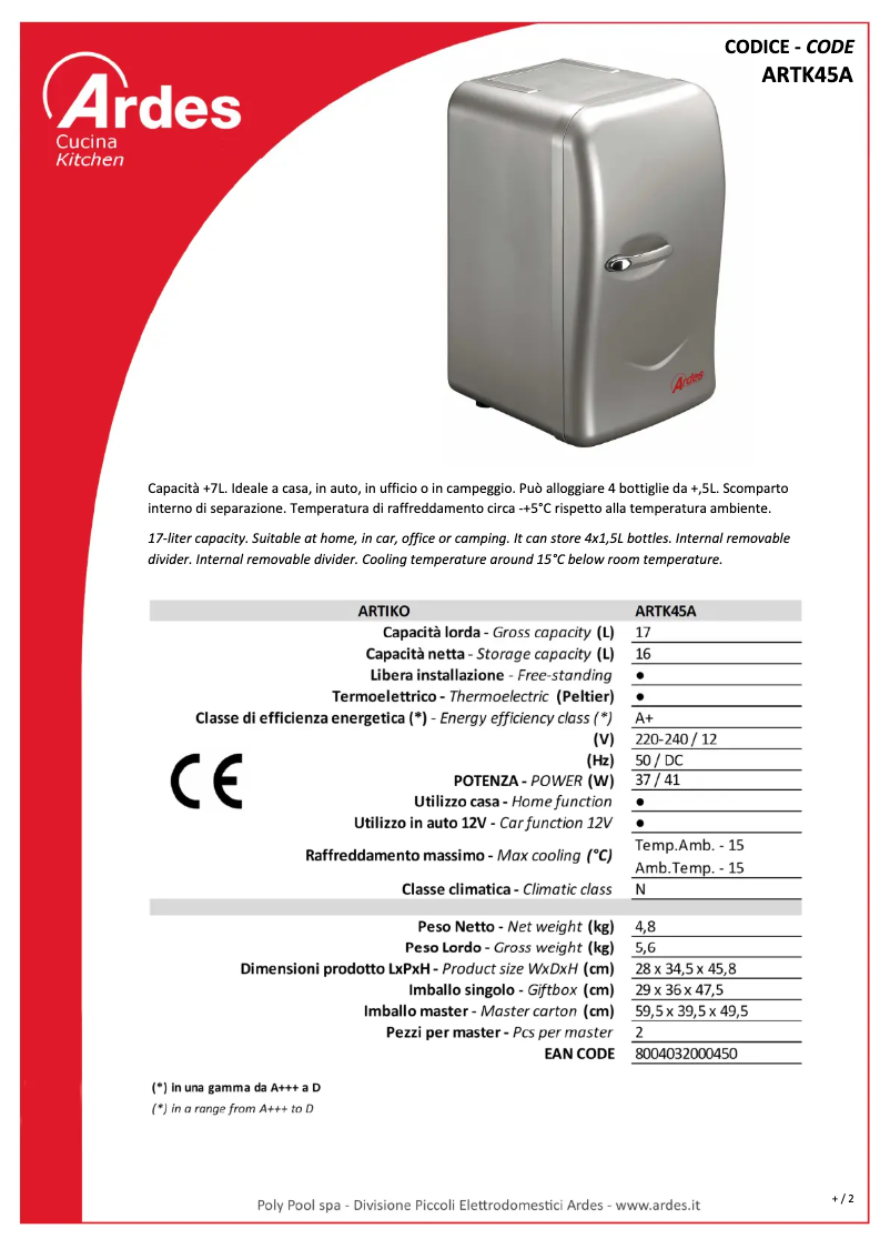 Imagen de la primera página del manual del dispositivo ARTK45A