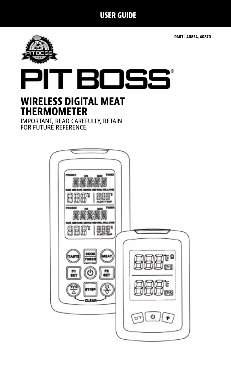 Page n°1 - Manuel utilisateur Pit Boss 40854