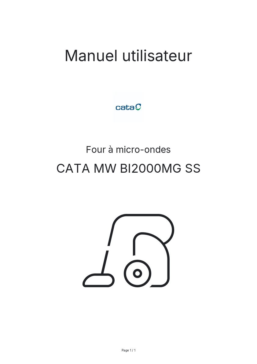 Page n°1 - Manuel utilisateur CATA MW BI2000MG SS