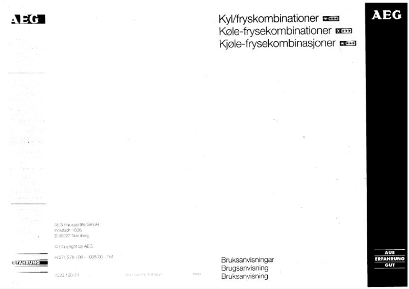 Page 1 de la notice Manuel utilisateur AEG Santo 2630-1 KG