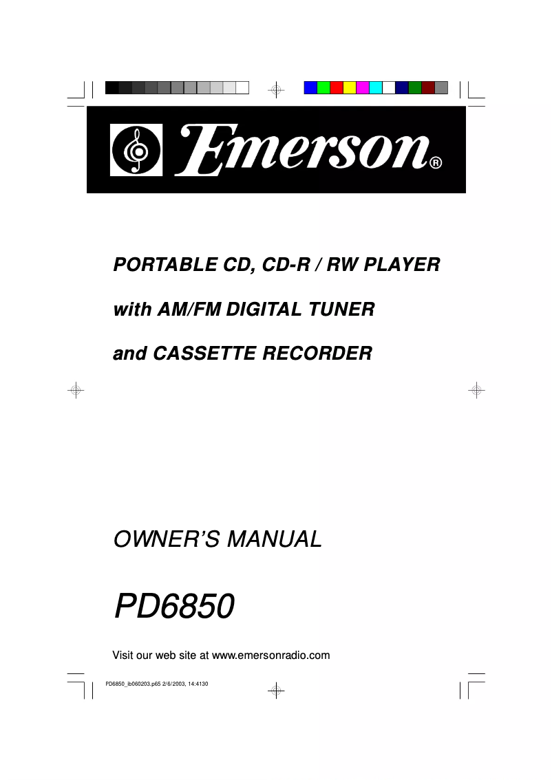 Image de la première page du manuel de l'appareil PD6850