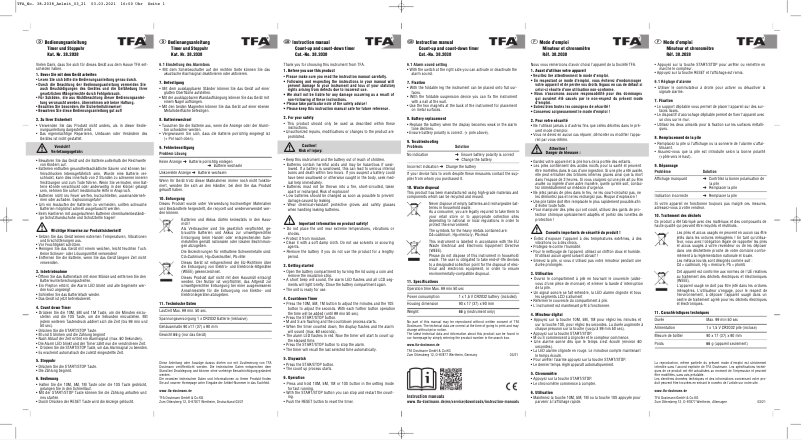 Page 1 de la notice Manuel utilisateur TFA 38.2038.01
