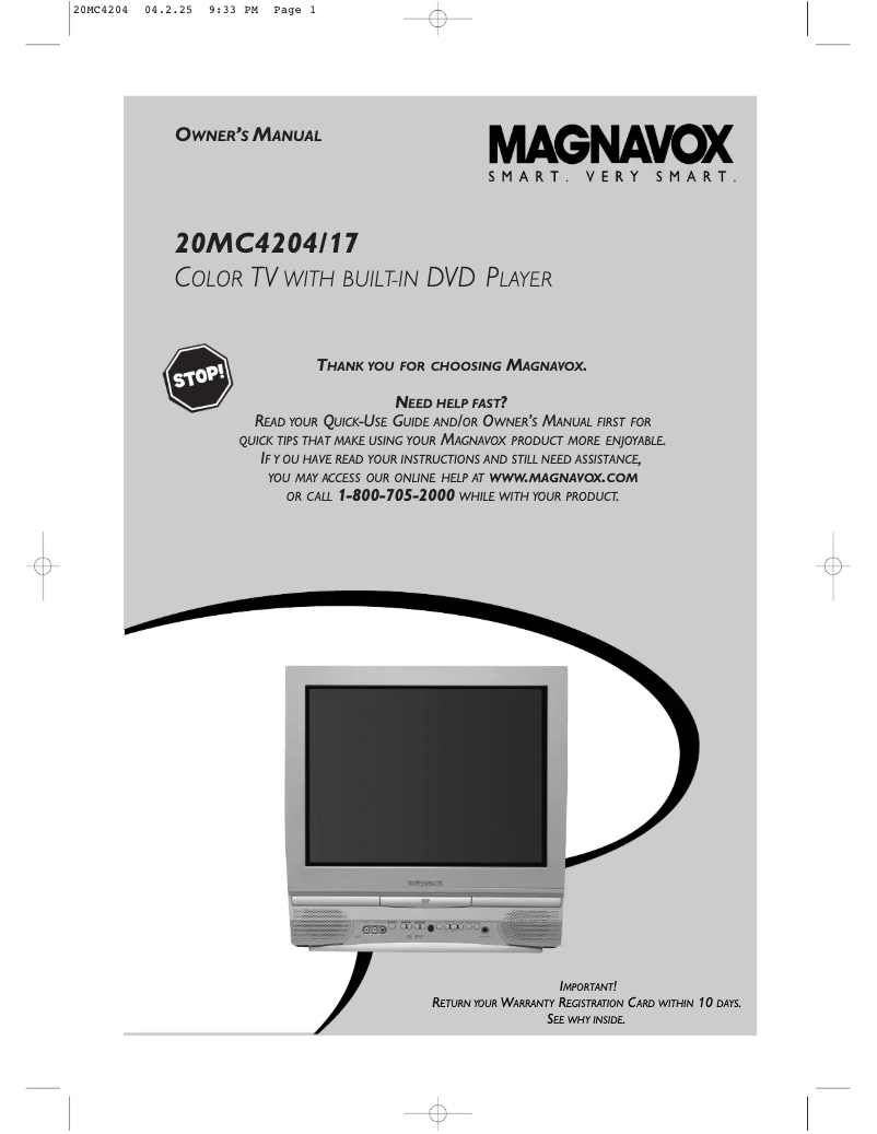 Página 1 del manual Manual de usuario Philips Magnavox 20MC4204