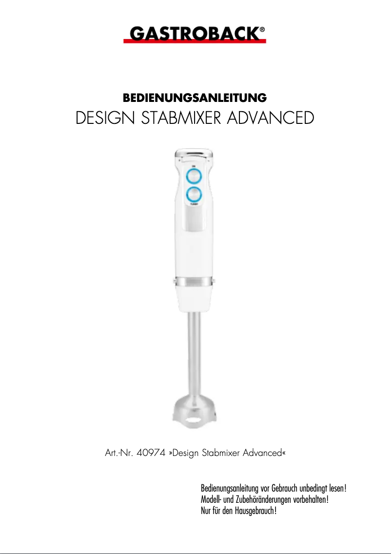 Image de la première page du manuel de l'appareil 40974