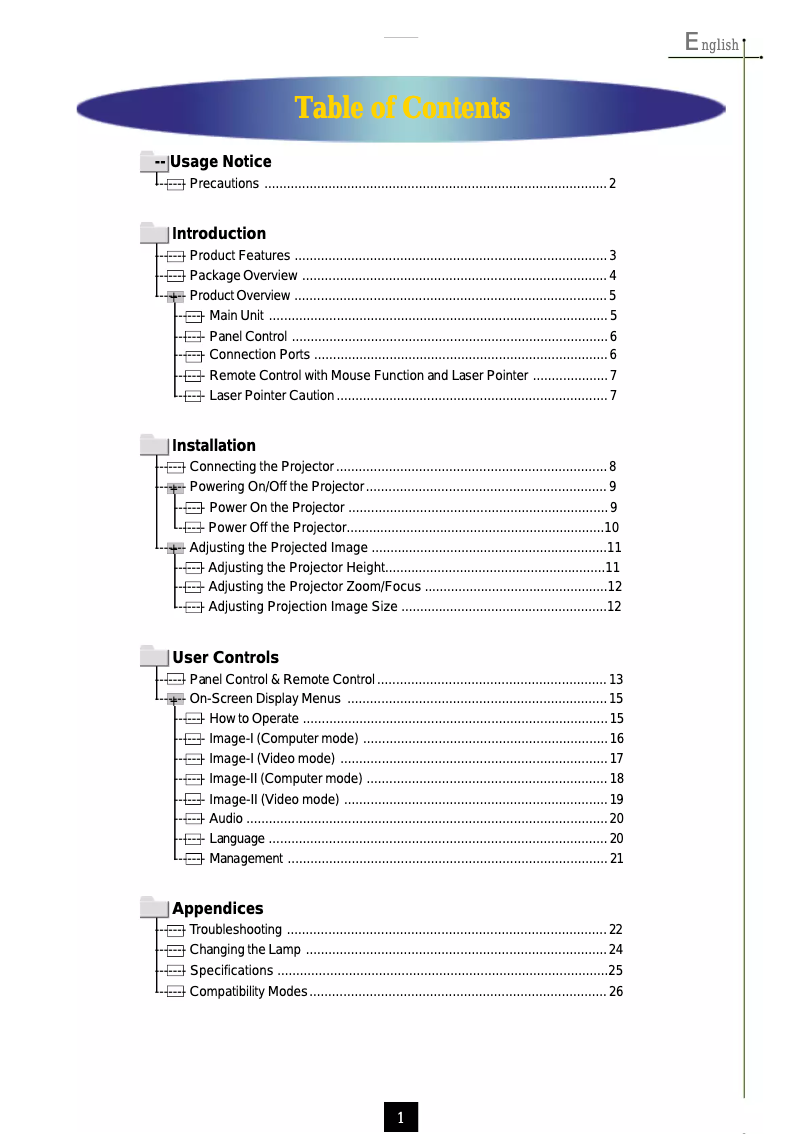 Page n°1 - Manuel utilisateur Optoma EP750