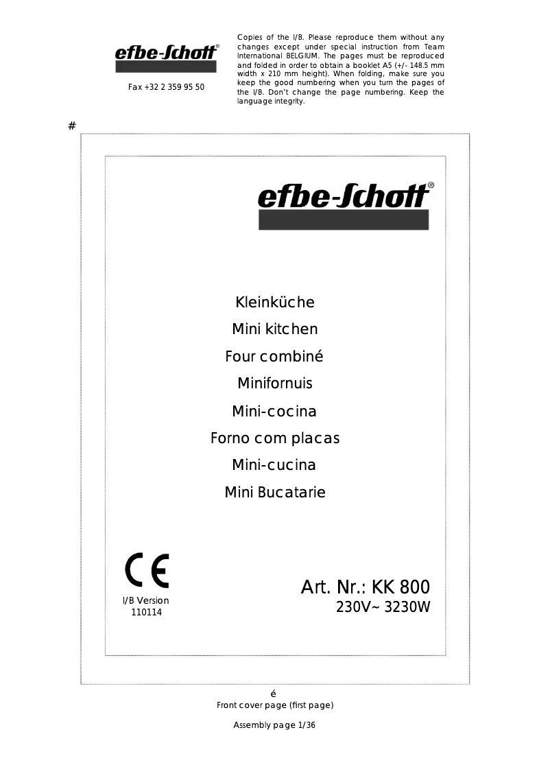 Page 1 of the manual User Manual Efbe-Schott KK 800