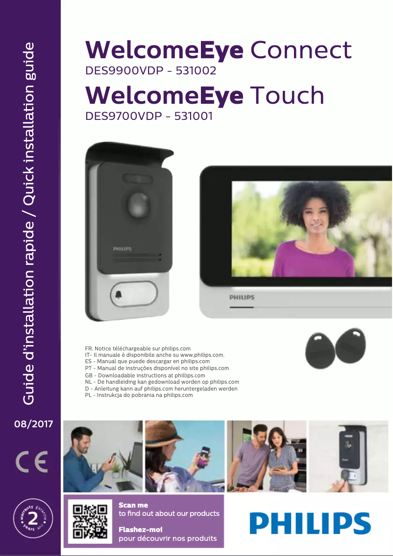 Page 1 de la notice Guide de démarrage rapide Philips Welcomeeye Touch DES9700VDP