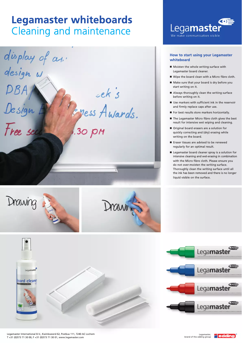 Page n°1 - Manuel utilisateur Legamaster 7-104543