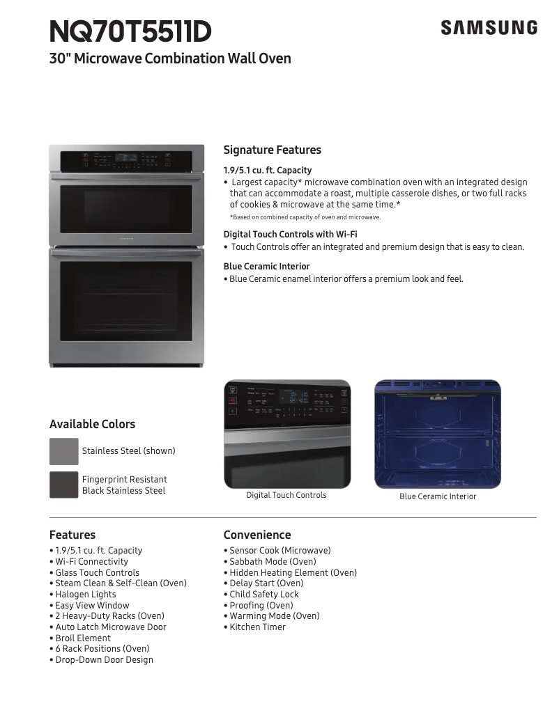 Page n°1 - Fiche technique Samsung NQ70T5511DG