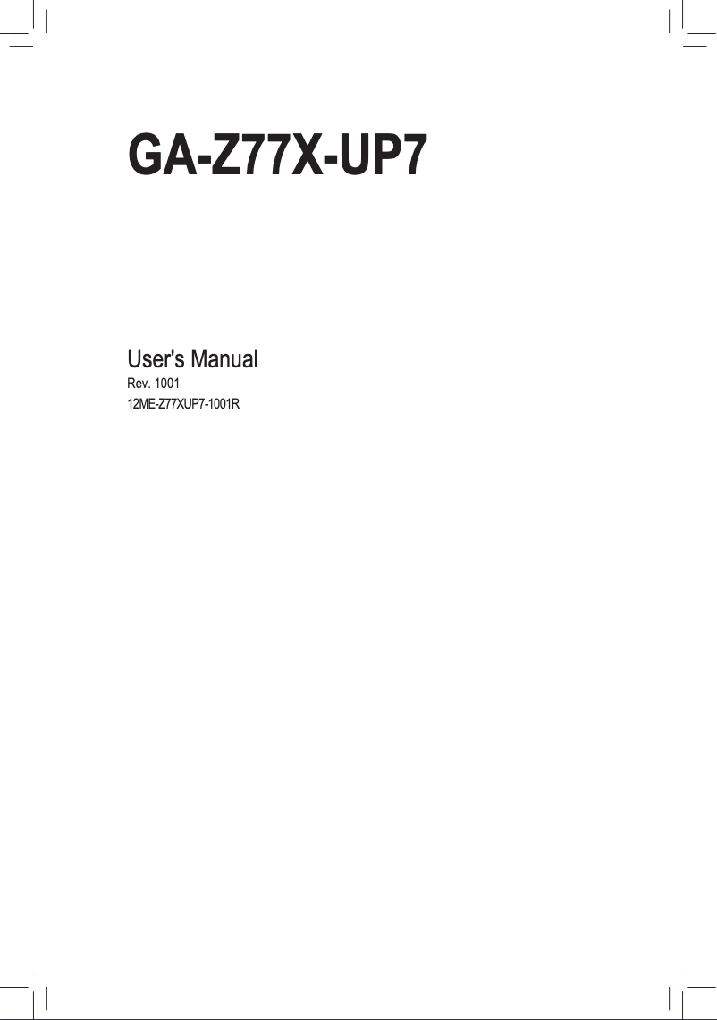 Page n°1 - Manuel utilisateur Gigabyte GA-Z77X-UP7