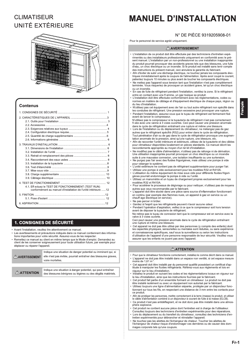 Page 1 de la notice Manuel utilisateur Fujitsu AOEG18KBCA2