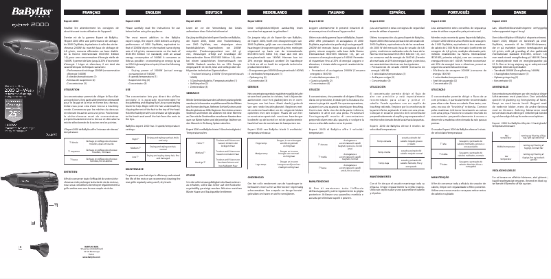Página 1 del manual Manual de instrucciones BaByliss D302RE