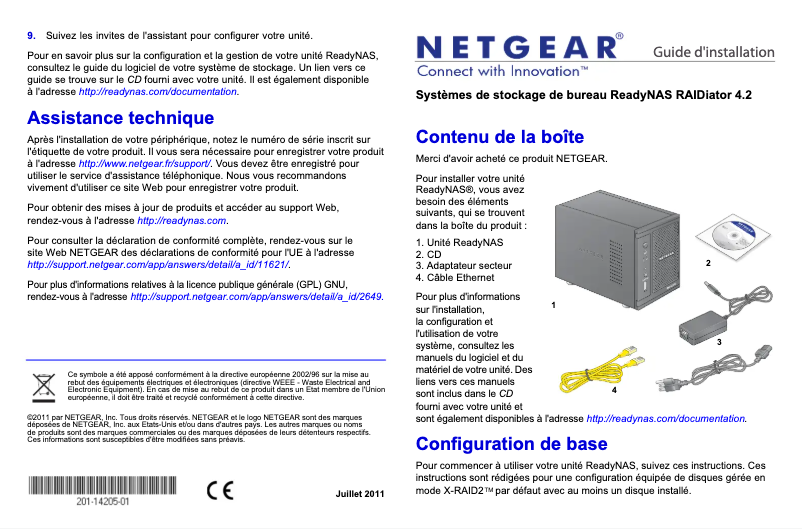 Page 1 de la notice Guide d'installation Netgear ReadyNAS RDP6620D