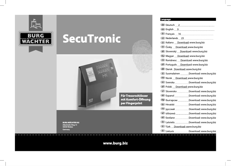 Imagen de la primera página del manual del dispositivo DualSafe DS 415 E FP