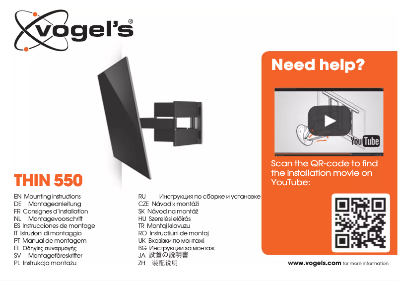 Page n°1 - Manuel utilisateur Vogel's Thin 550