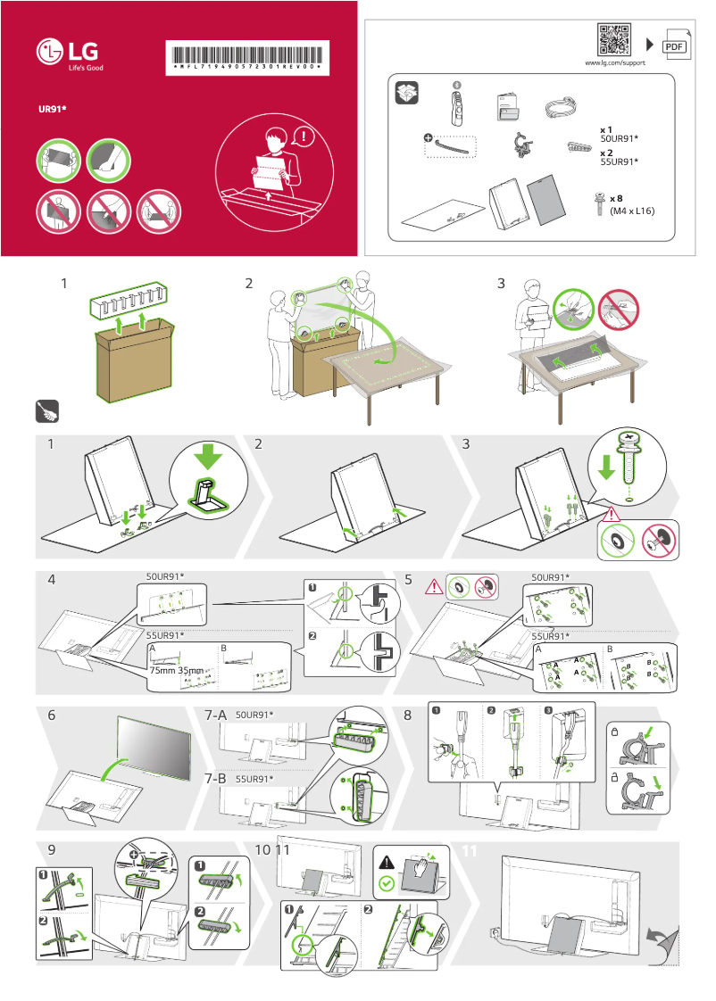 Page 1 de la notice Manuel utilisateur LG 50UR91006LA