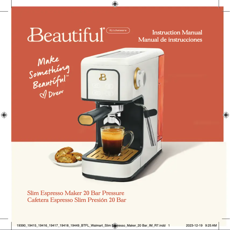 Page 1 de la notice Manuel utilisateur Beautiful Slim Espresso Maker 20 Bar Pressure