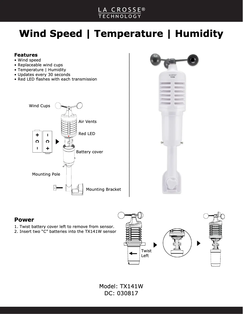 Image de la première page du manuel de l'appareil TX141W