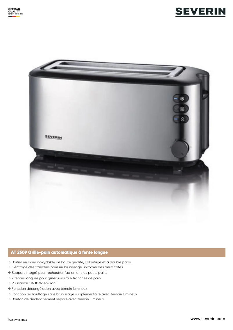 Page n°1 - Fiche technique Severin AT 2509