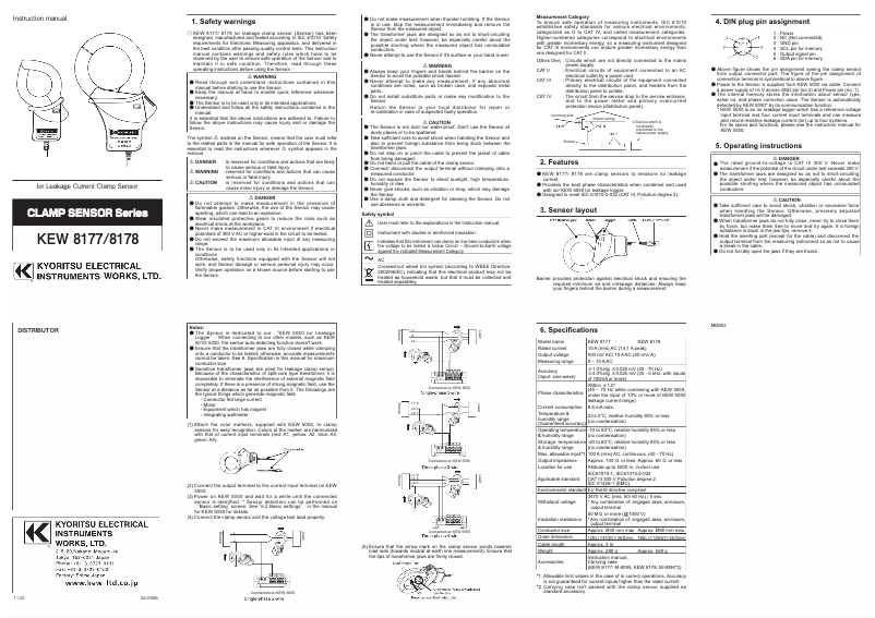 Page 1 de la notice Manuel utilisateur Kyoritsu KEW 8177