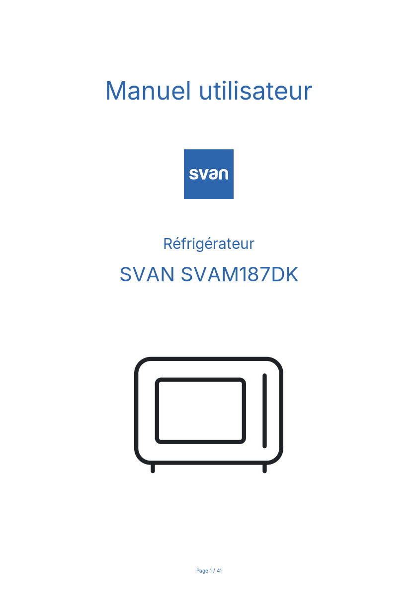 Page n°1 - Manuel utilisateur SVAN SVAM187DK