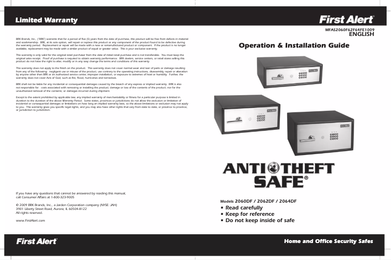 Page 1 de la notice Manuel utilisateur First Alert 2060F