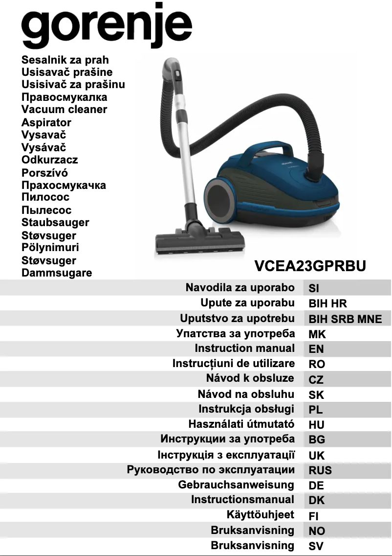 Page n°1 - Manuel utilisateur Gorenje VCEA23GPRBU