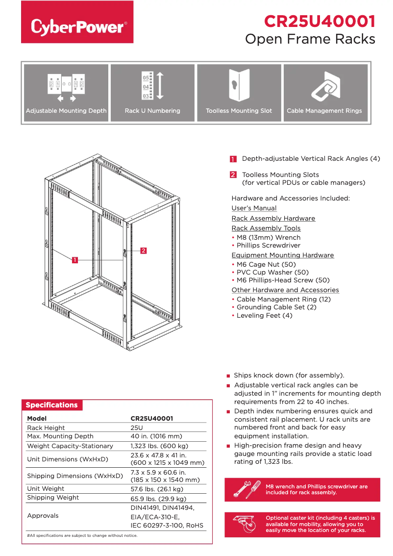 Page 1 de la notice Dessin technique CyberPower CR25U40001