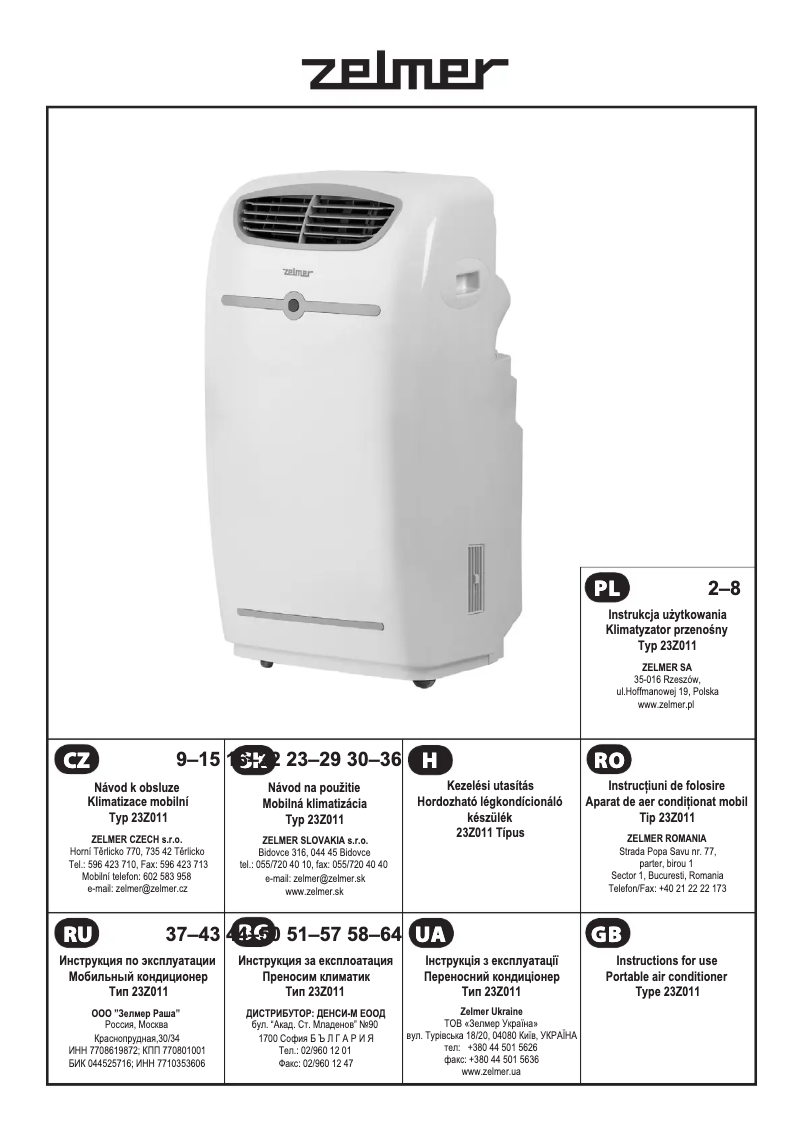 Page 1 de la notice Manuel utilisateur Zelmer 23Z011
