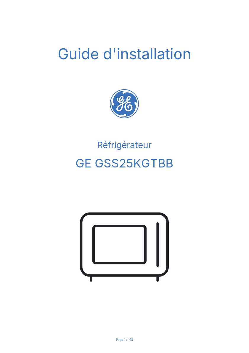 Image de la première page du manuel de l'appareil GSS25KGTBB