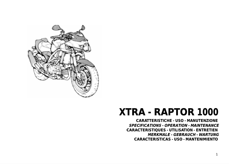 Page n°1 - Manuel utilisateur Cagiva X-TRA Raptor 1000 (2001)