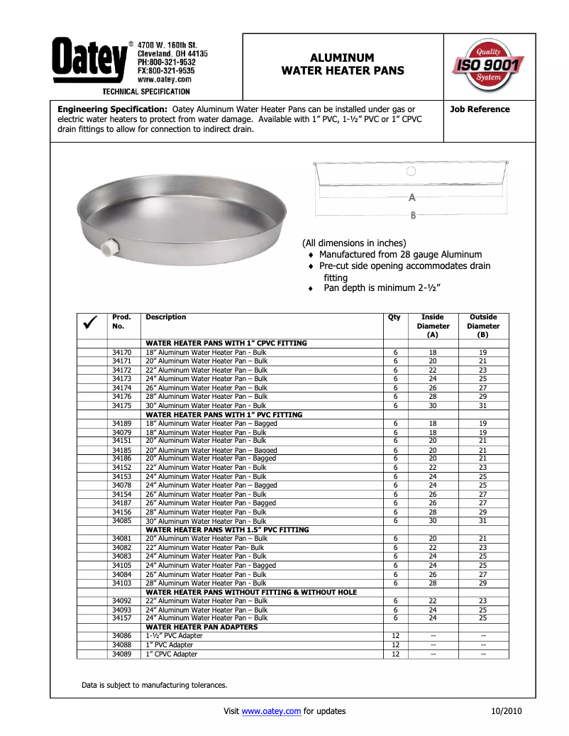 Page 1 of the manual User Manual Oatey 34084