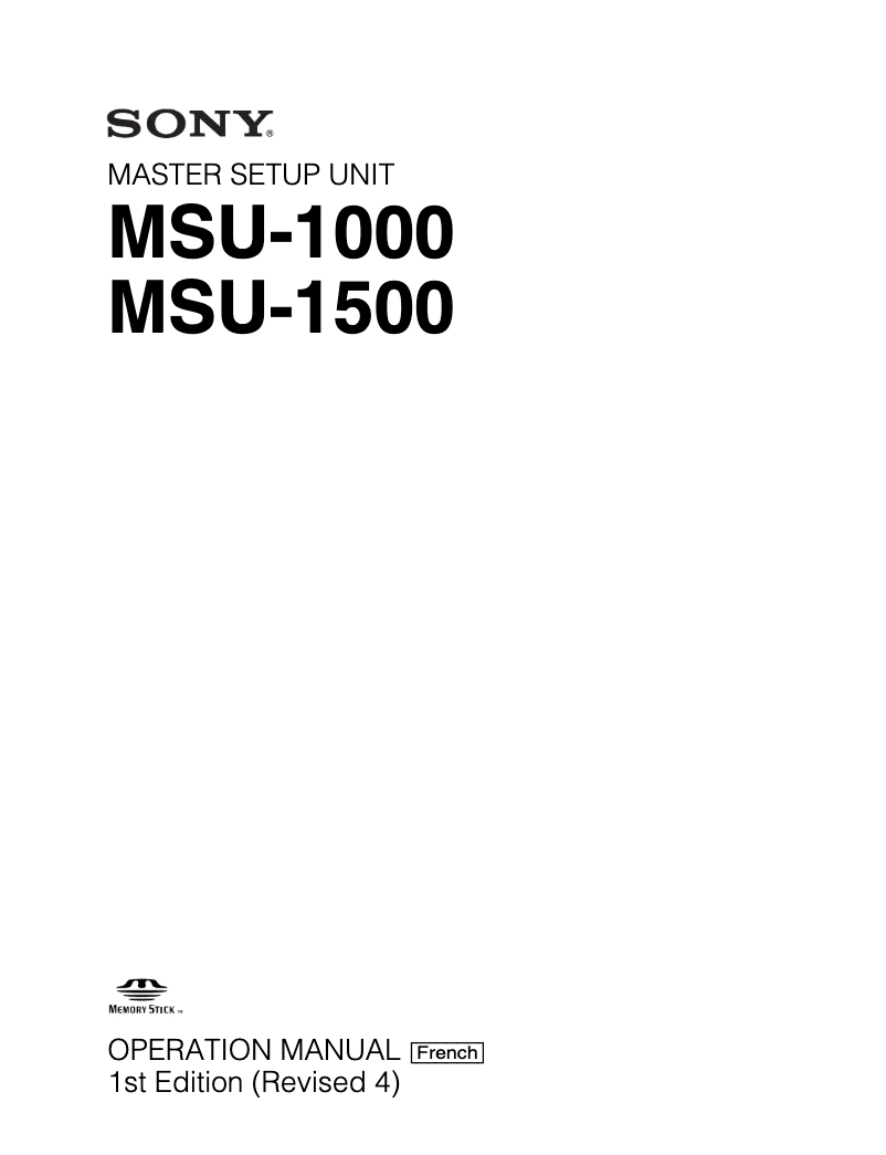 Page n°1 - Manuel utilisateur Sony MSU-1000