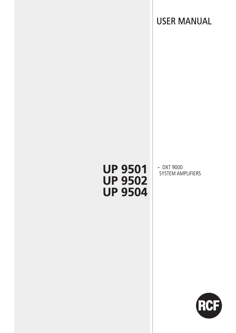 Page 1 de la notice Manuel utilisateur RCF UP 9502