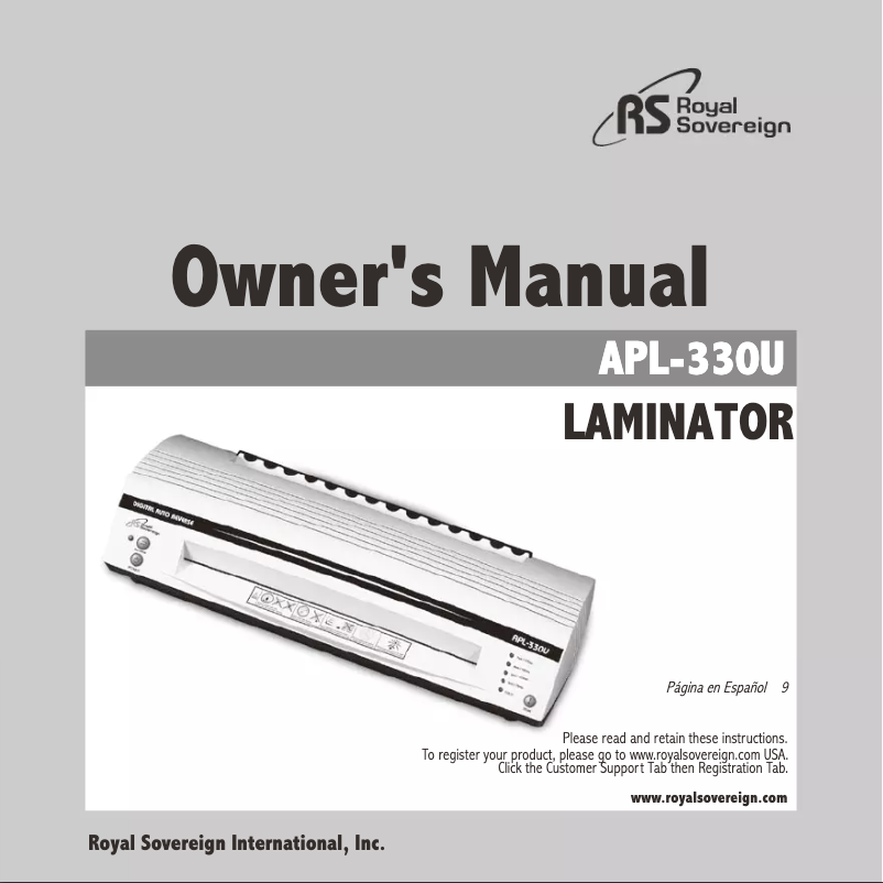 Page n°1 - Manuel utilisateur Royal Sovereign APL-330U