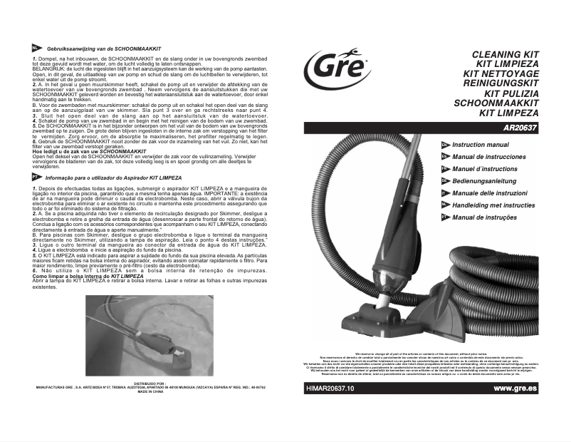 Page 1 de la notice Manuel utilisateur Gre AR20637