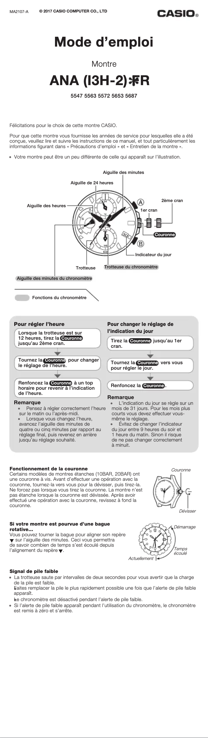 Page 1 de la notice Manuel utilisateur Casio Edifice EFR-571
