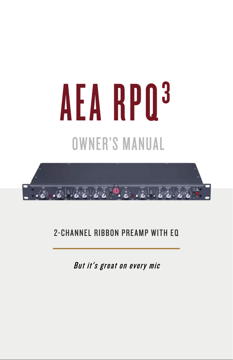 Page 1 de la notice Manuel utilisateur AEA RPQ3