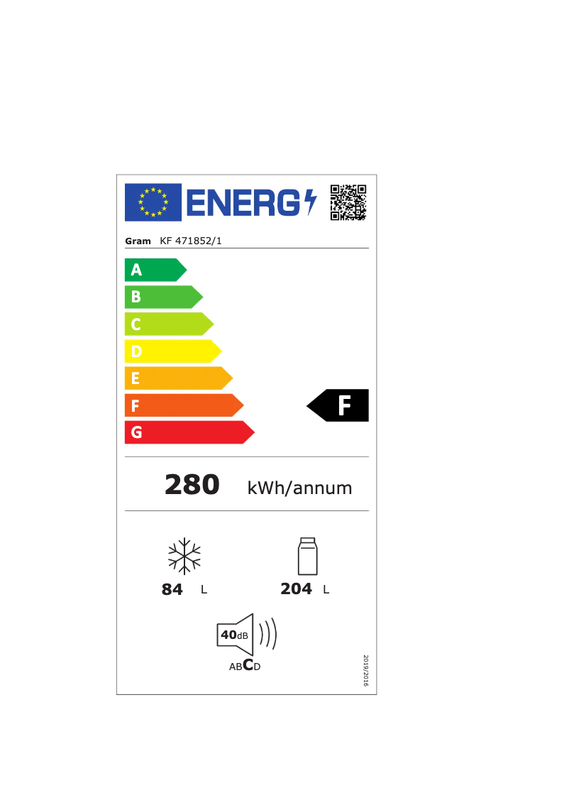 Page 1 de la notice Label énergétique Gram KF 471852/1