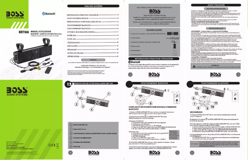 Page 1 de la notice Manuel utilisateur Boss BRT18A