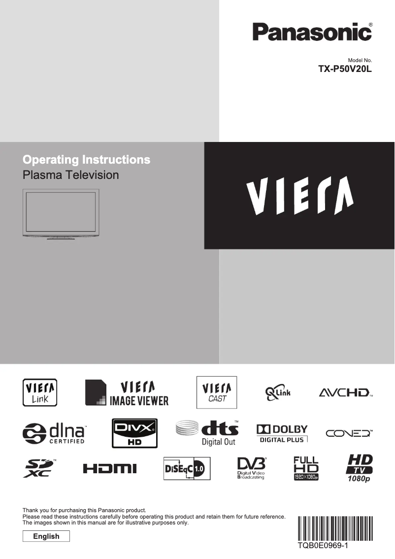 Page 1 de la notice Manuel utilisateur Panasonic TX-P50V20L