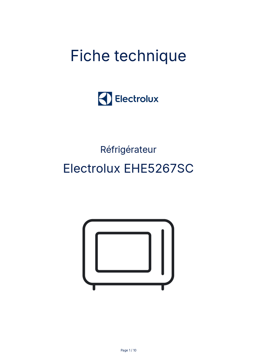 Page n°1 - Fiche technique Electrolux EHE5267SC