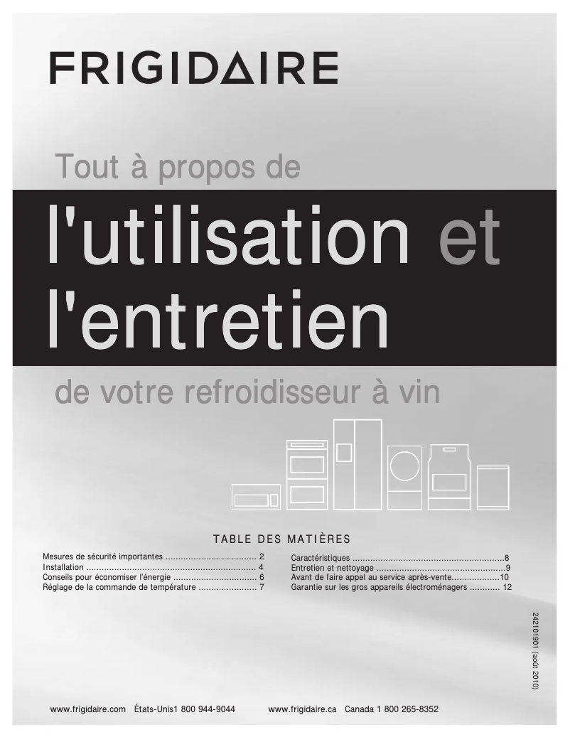 Page n°1 - Manuel utilisateur Frigidaire FFWC38B2RS