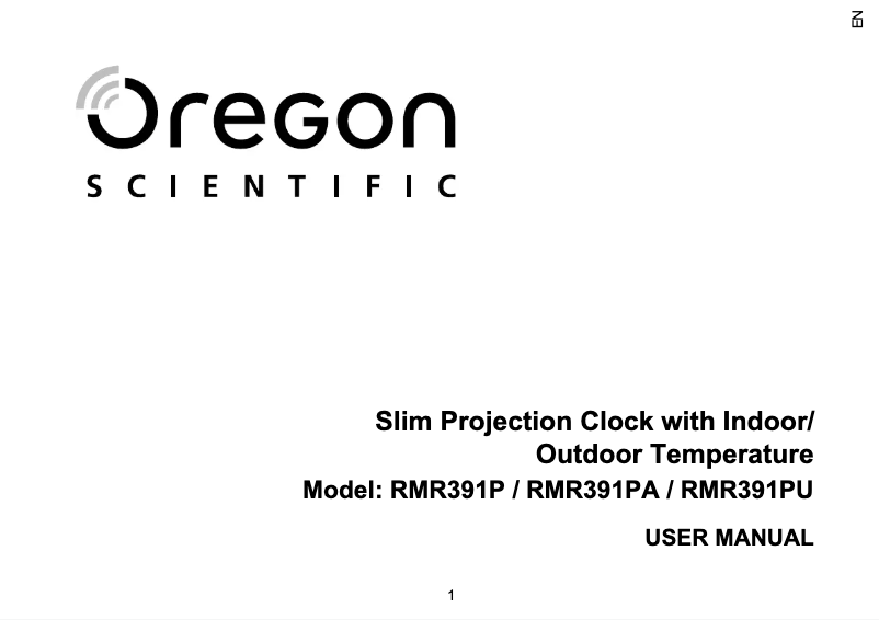 Page 1 de la notice Manuel utilisateur Oregon Scientific RMR391PA