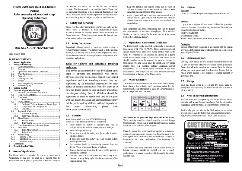 Image de la première page du manuel de l'appareil AU4-PF-7GB