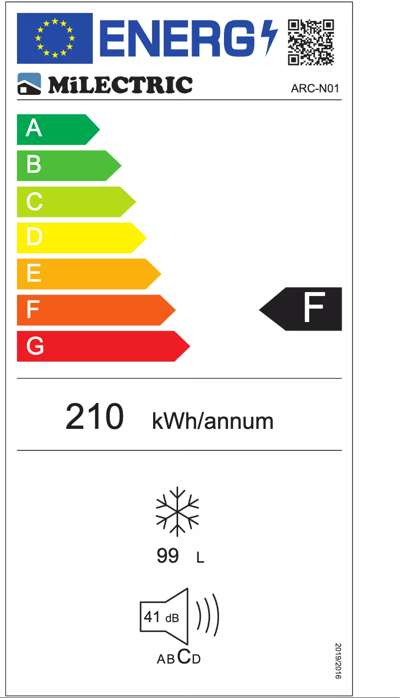 Página 1 del manual Etiqueta energética Milectric ARC-N01